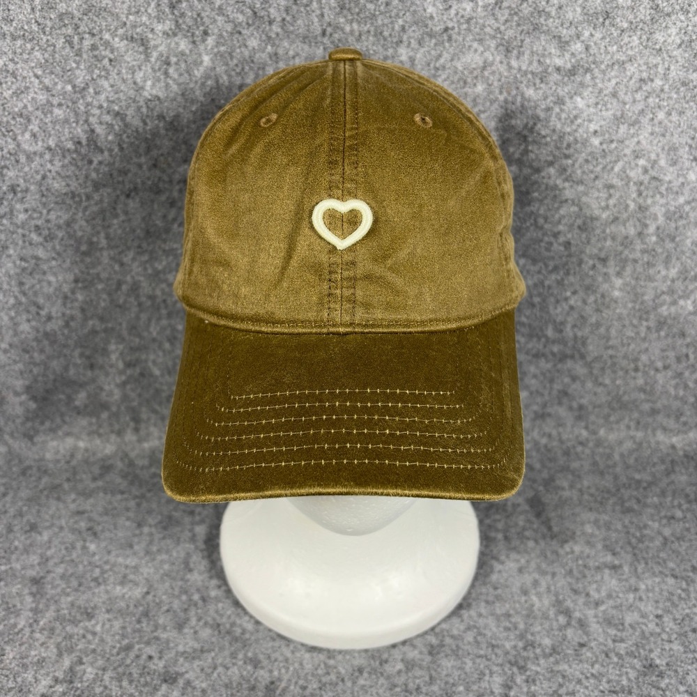 Unbranded Women Heart Embroidered Baseball Cap OS Brown Faux Suede Adjustable